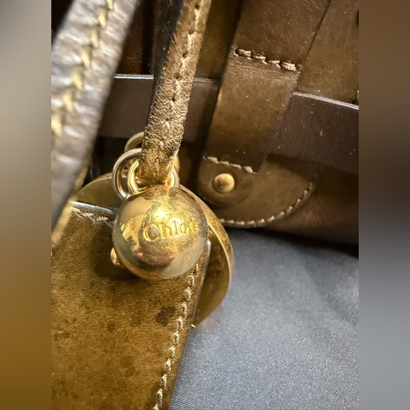 Chloe Handbag Olive Green Leather Bag Purse Kerala Equestrian Gold Hardware - Picture 6 of 13